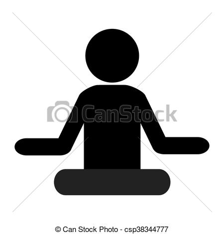Simple flat design person meditating pictogram icon vector 