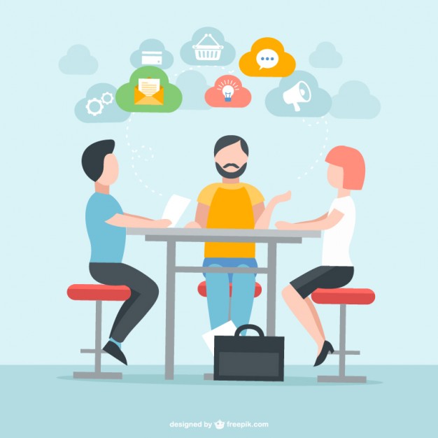 Business meeting icon flat design concept isolated on white 
