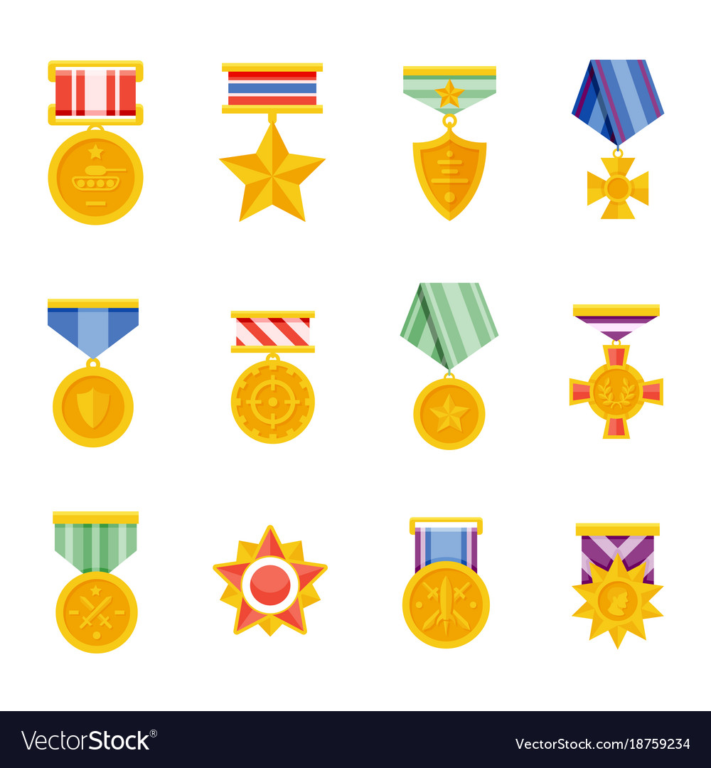 Military medal icon. medal with star and ribbon. Military 