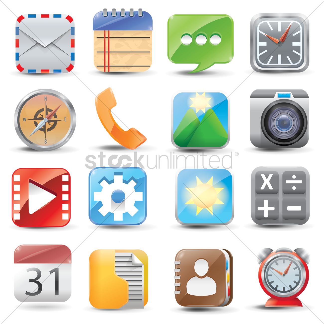 Mobile App Icon Application Emblems Isolated Stock Illustration 