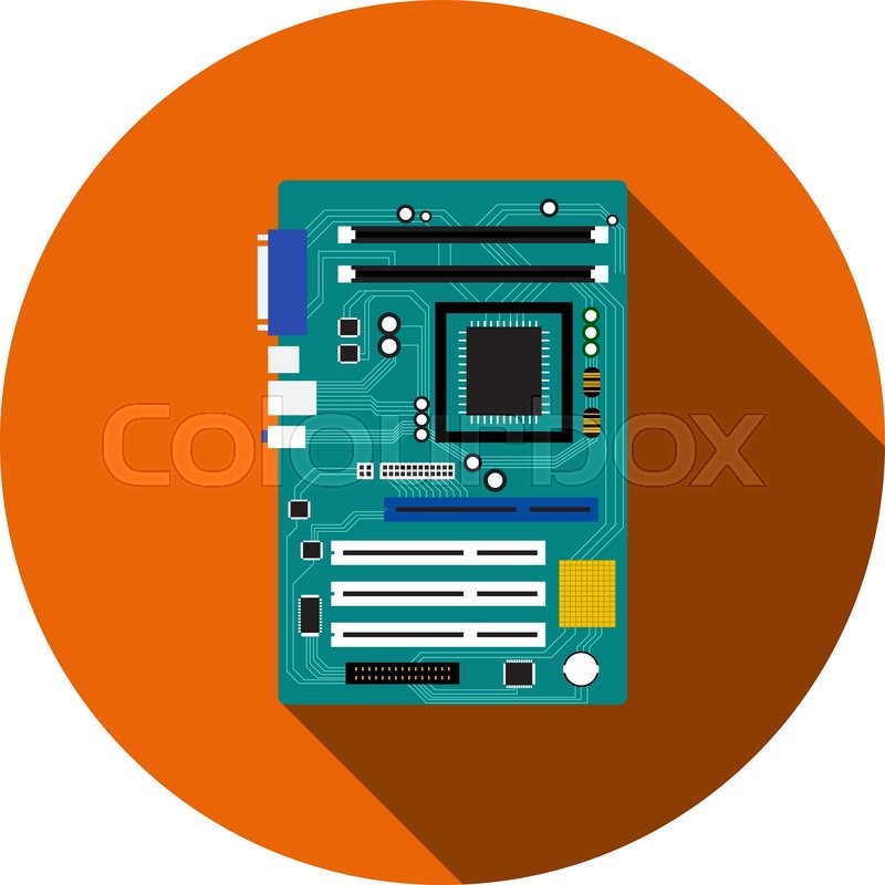 Computer motherboard icon or logo Royalty Free Vector Image