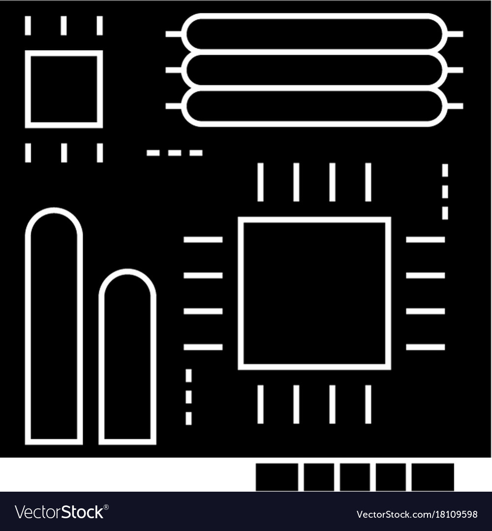 Flat hardware motherboard icon for repair service design. Vector 
