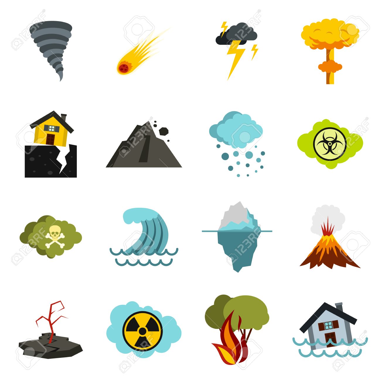 Natural Disaster Circle Icons - Download Free Vector Art, Stock 