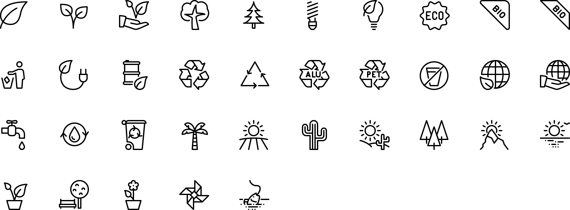 Vector line nature icons set. Nature Icon Object, Nature Icon 