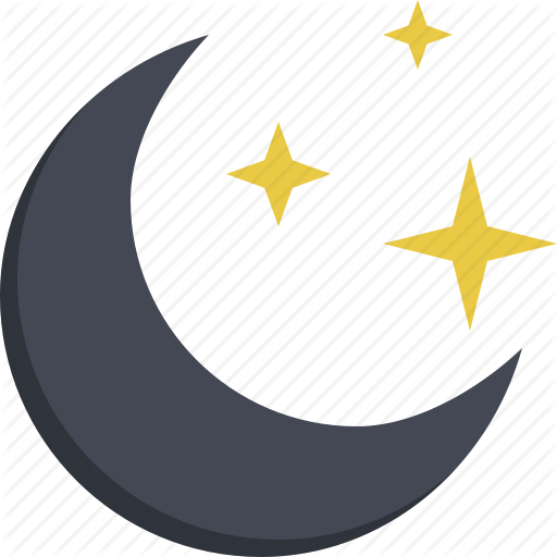 Night Sky With Stars And Moon Icon, Flat Style Stock Vector 