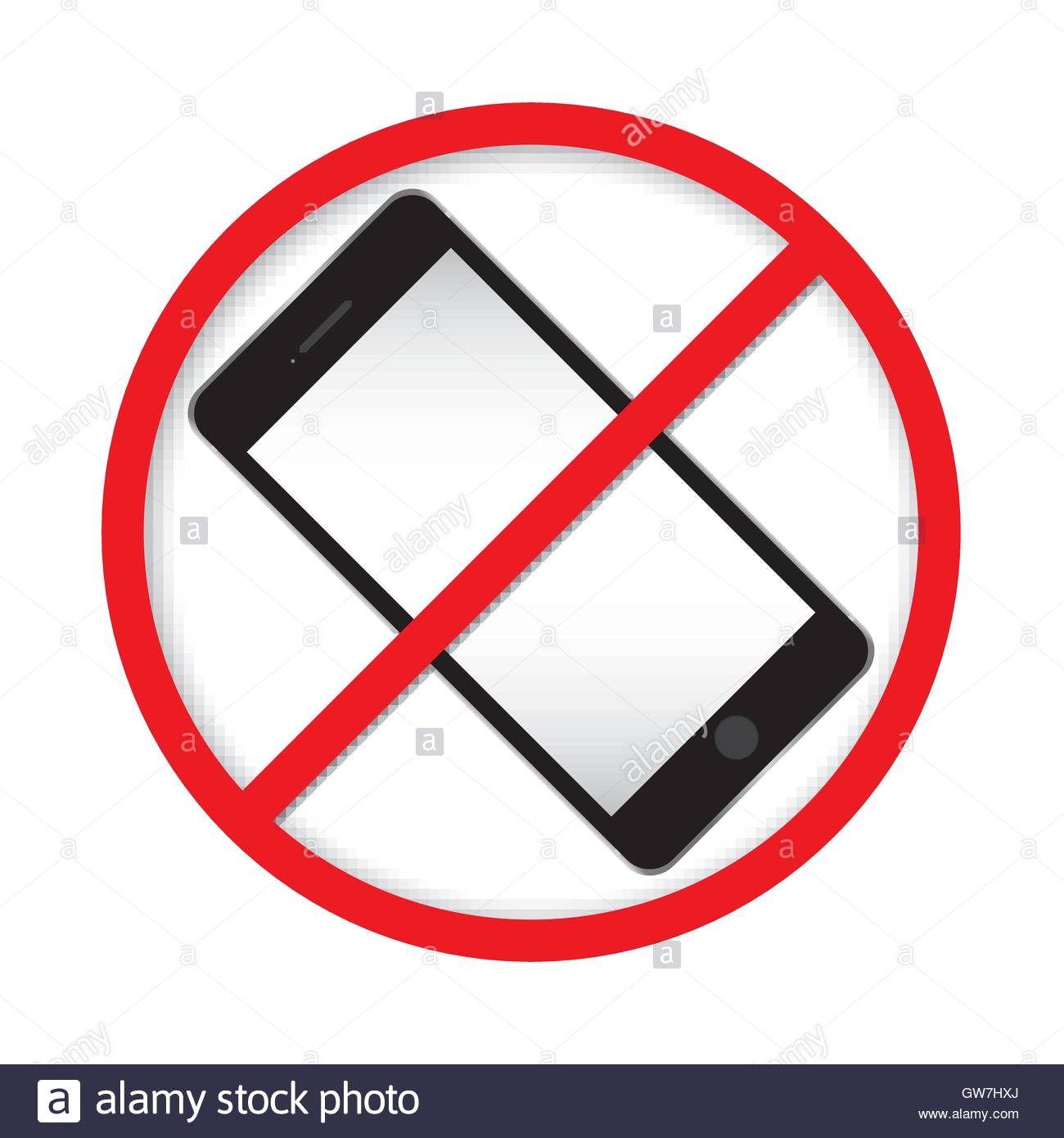 No cell phone sign. Mobile phone ringer volume mute sign. No 