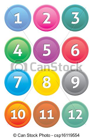 Numbered Pin Marker For Gps Map Flat Icons Set Stock Vector 