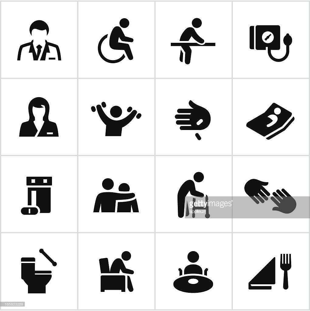 Nursing home for elderly in hand icon, care or protection concept 