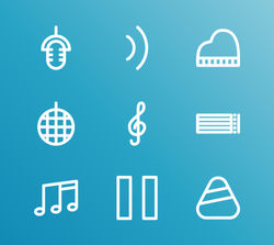 Flat Icons Fiddle, Turntable, Octave Keyboard And Other Vector 