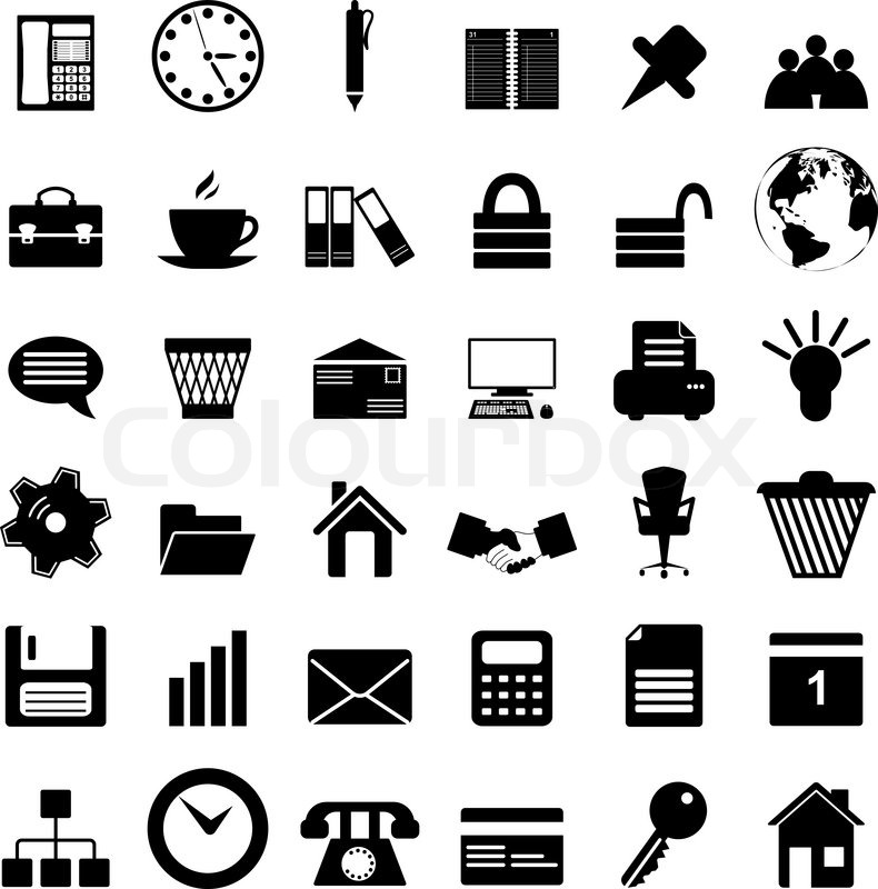 Office And Business Vector Icons Set On Gray Stock Vector 