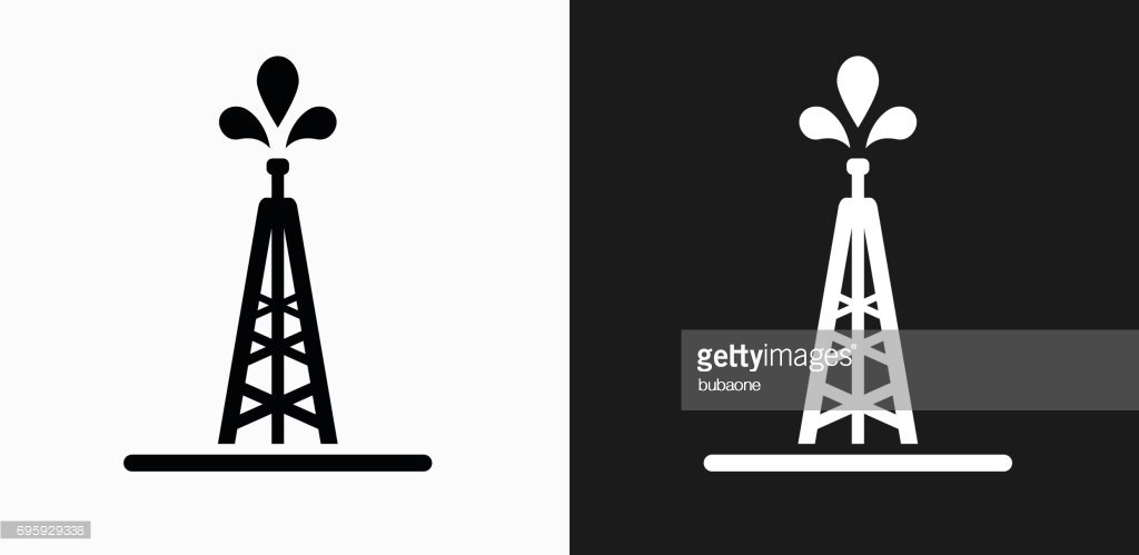 Oil Platforms Drop Shadow Icons Set. Drilling Rig, Offshore Well 