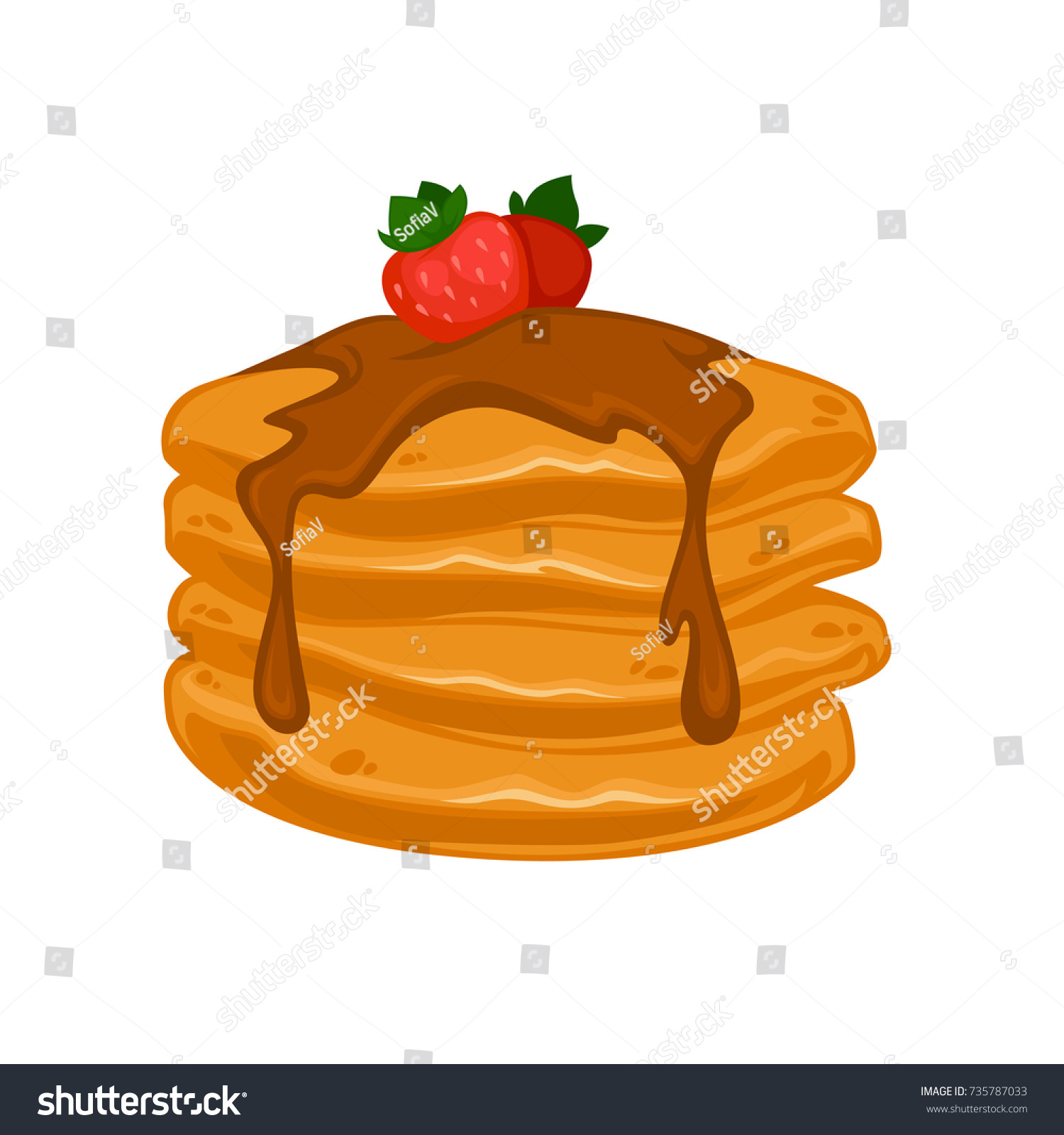 Stack Of Pancakes Icon, Cartoon Style Stock Vector - Illustration 