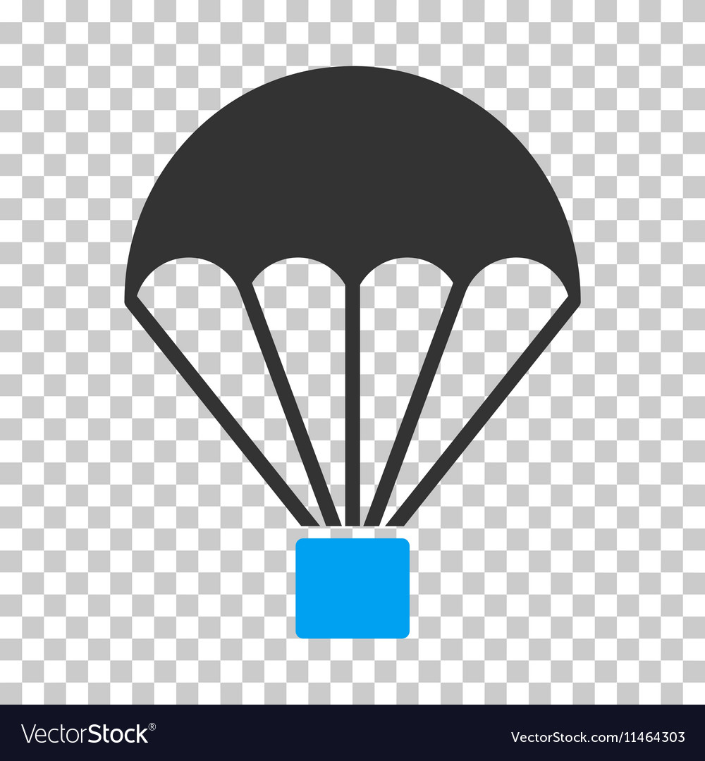 Parachute vector icon. Style is flat symbol, red color, rounded 