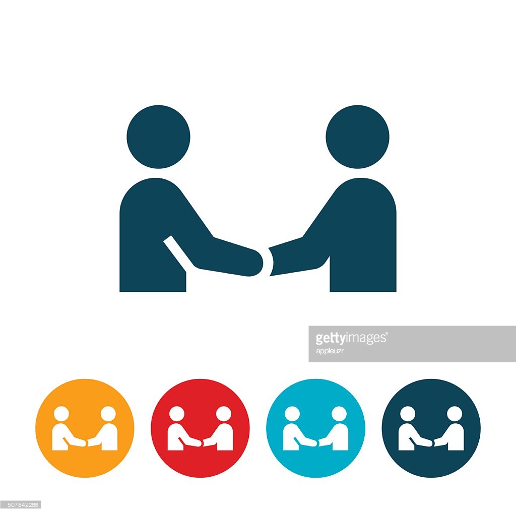 Two men shaking hands icon simple style Royalty Free Vector