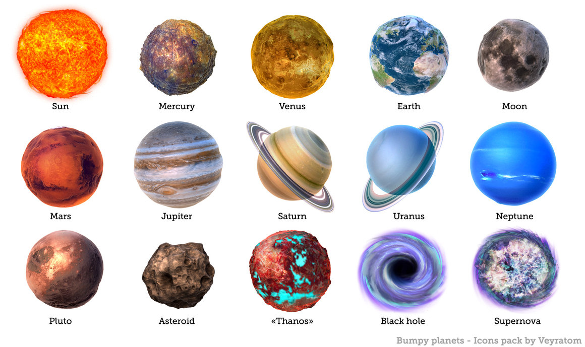 Set Of Planets Icon, Hand Drawn Vector Illustration - Download 
