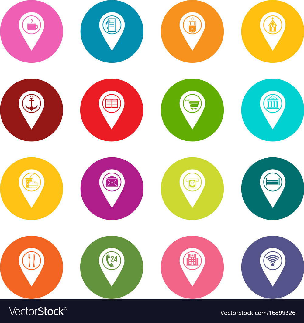 Points of interest icon red circle set Stock Vector Art 