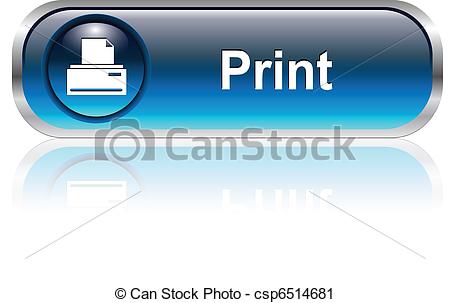 Printer Icon, Black Chrome Button, Print Sign Stock Photo, Picture 