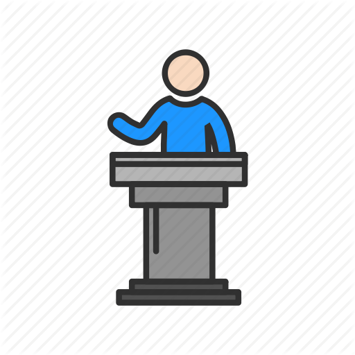 Simple man in pulpit line icon public speaking Vector Image