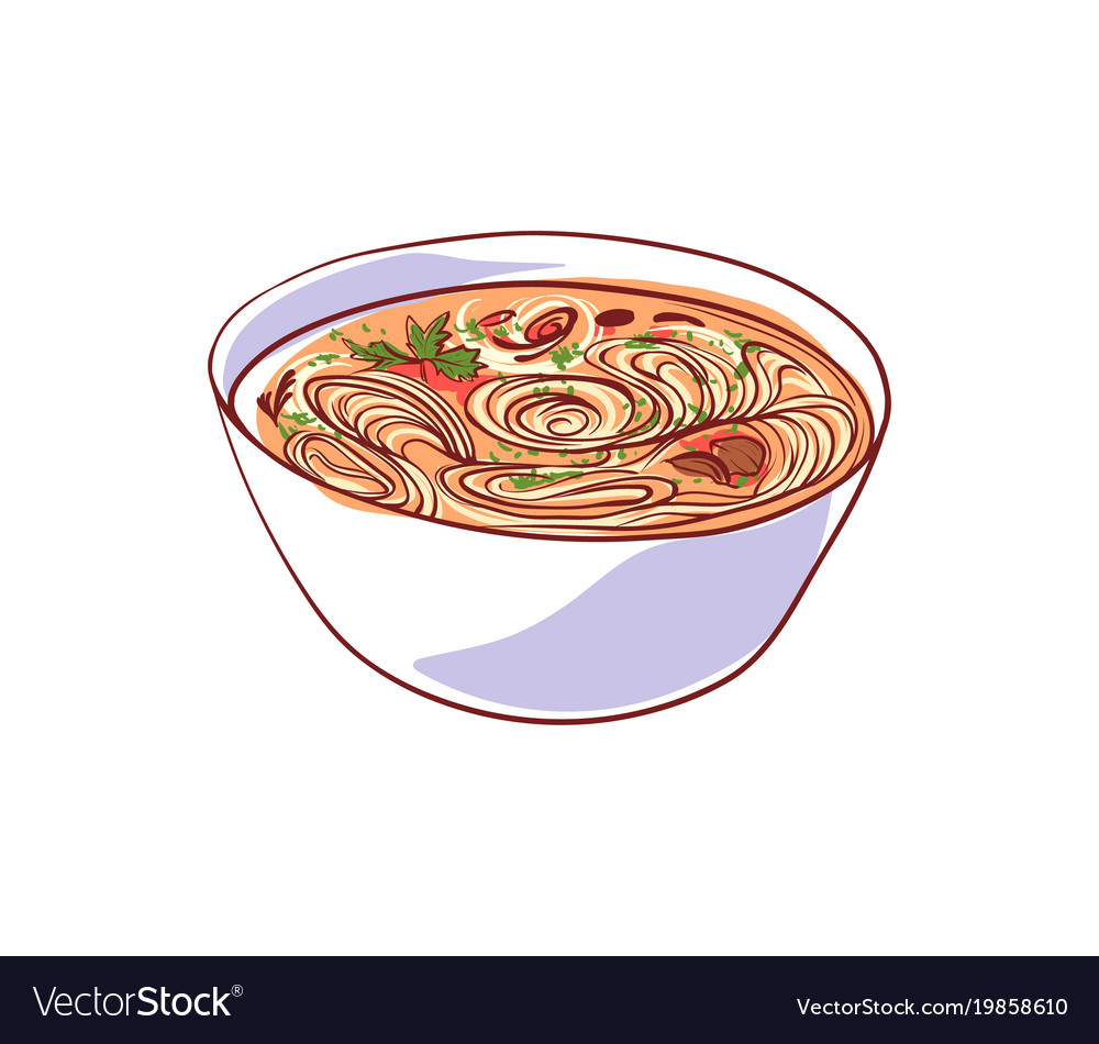 Japanese Ramen Soup And Chopsticks, Flat Icon Stock Vector 