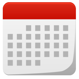 Calendar vector icon. Style is flat symbol, red color, rounded 