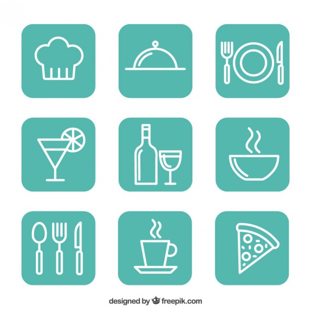 Red restaurant icons Royalty Free Vector Image