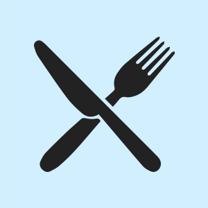 Restaurant cutlery circular symbol of a spoon and a fork in a 