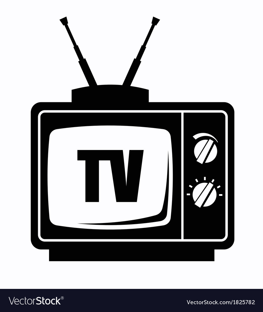 Retro tv icon in black and white colors.  Stock Vector 