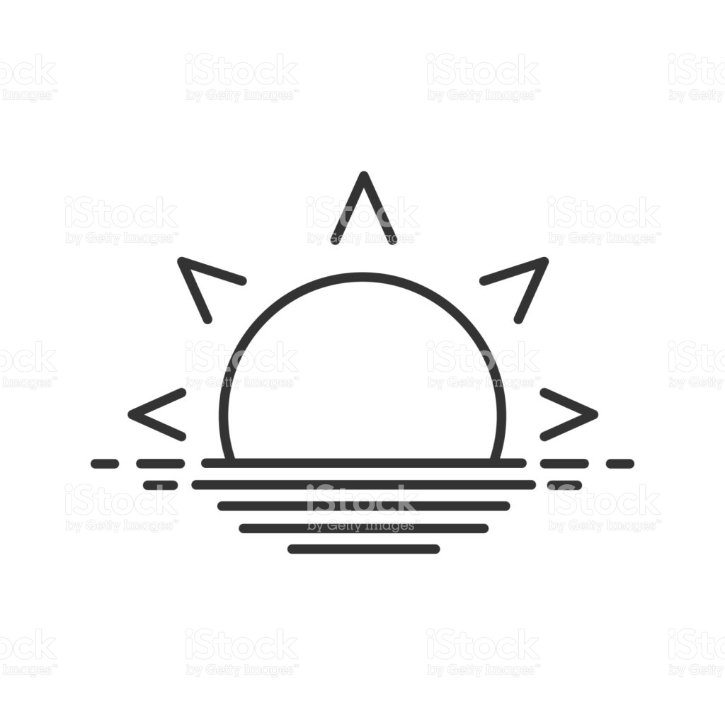 Sun Sea Logo Line Style Rising Stock Vector 735406915 - 