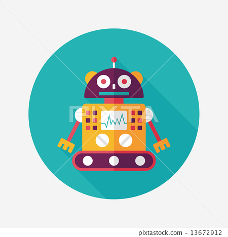 robot concept flat icon with long shadow,eps10 - Stock 