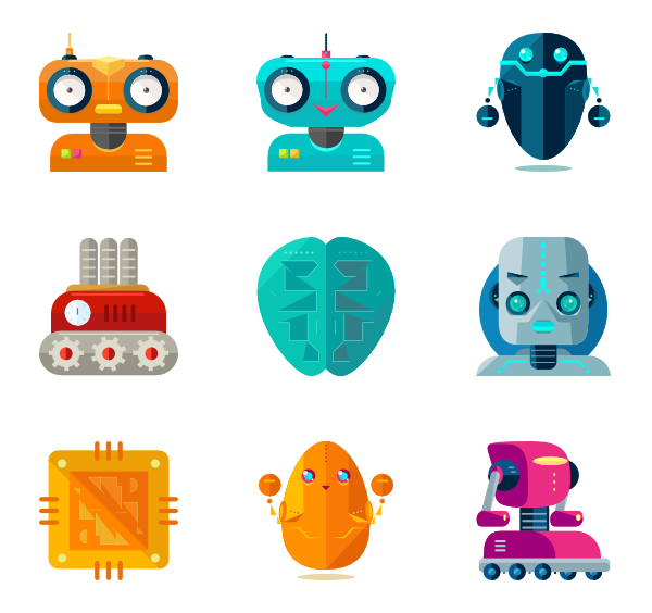 Set of vintage robot icons Royalty Free Vector Image