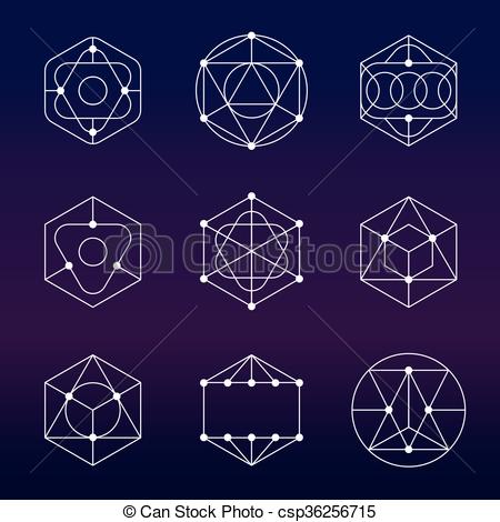 Sacred geometry symbols vector - set 02. The sacred geometry 