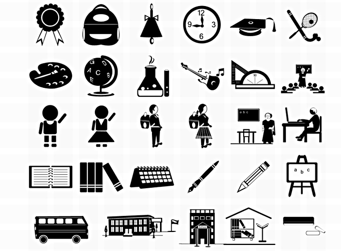 School And Education Icons Set Stock Vector - Illustration of 