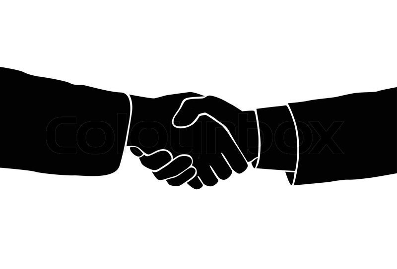 Handshake icon vector sillouette black business hands shake over 