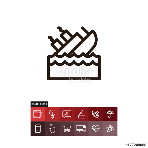 Vector Set Of Shipwreck Icons. Stock Vector - Illustration of icon 