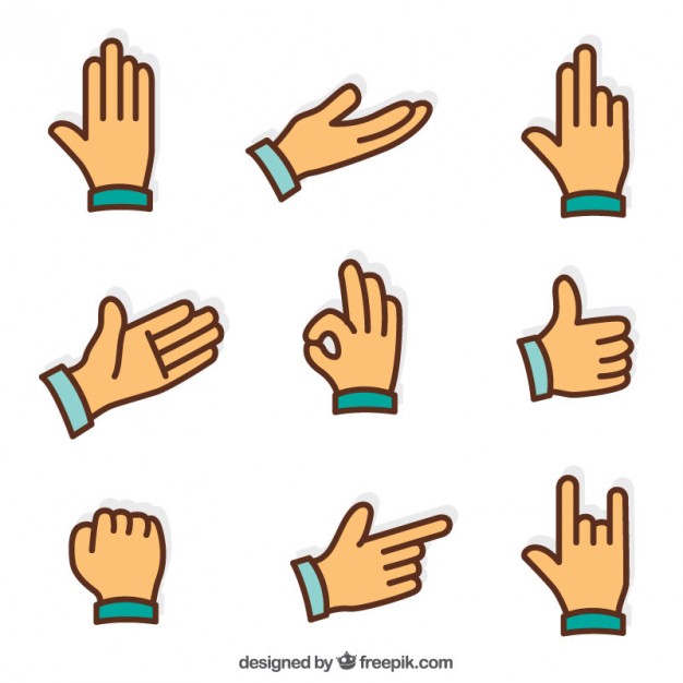 Sign Language Icon In Outline Style Isolated On White Background 