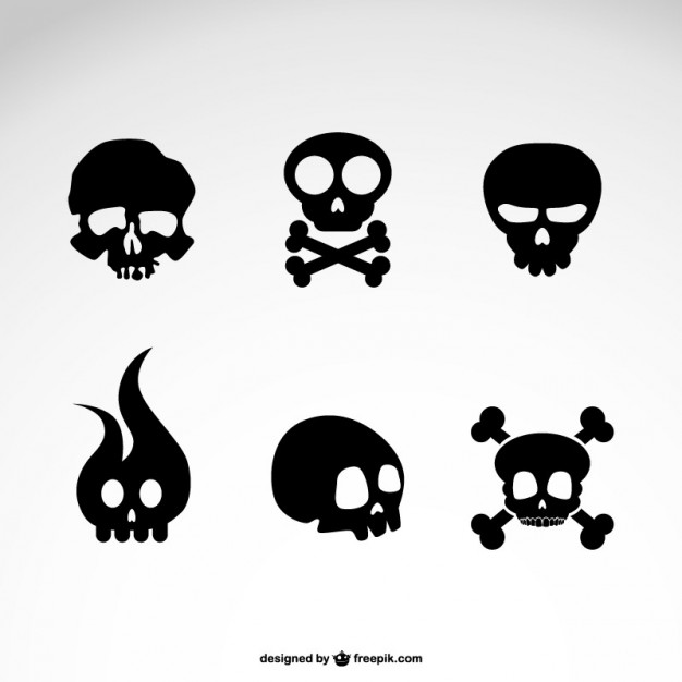 Crossbones / death skull, danger or poison flat icon for apps and 
