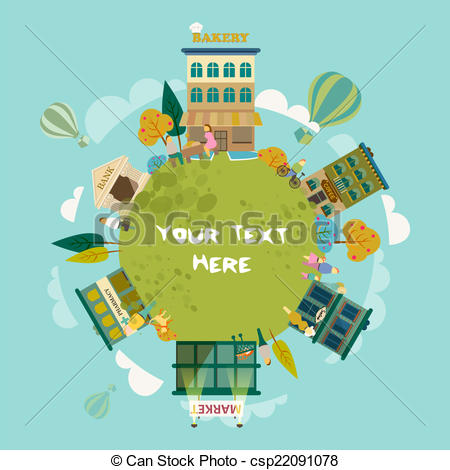 Store building flat set stock vector. Illustration of local - 45585795