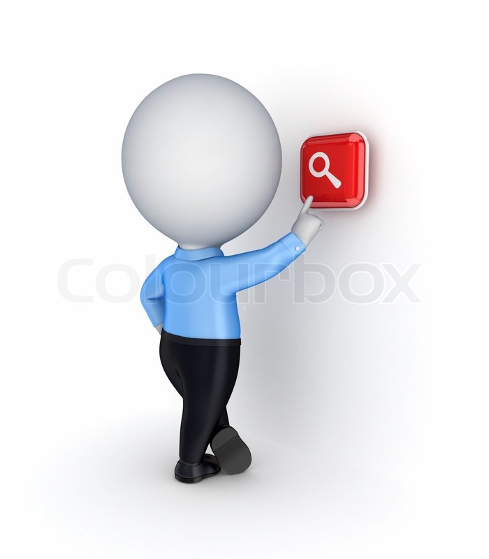 3d Small Person Standing Behind Of Red Yes Icon Stock Illustration 