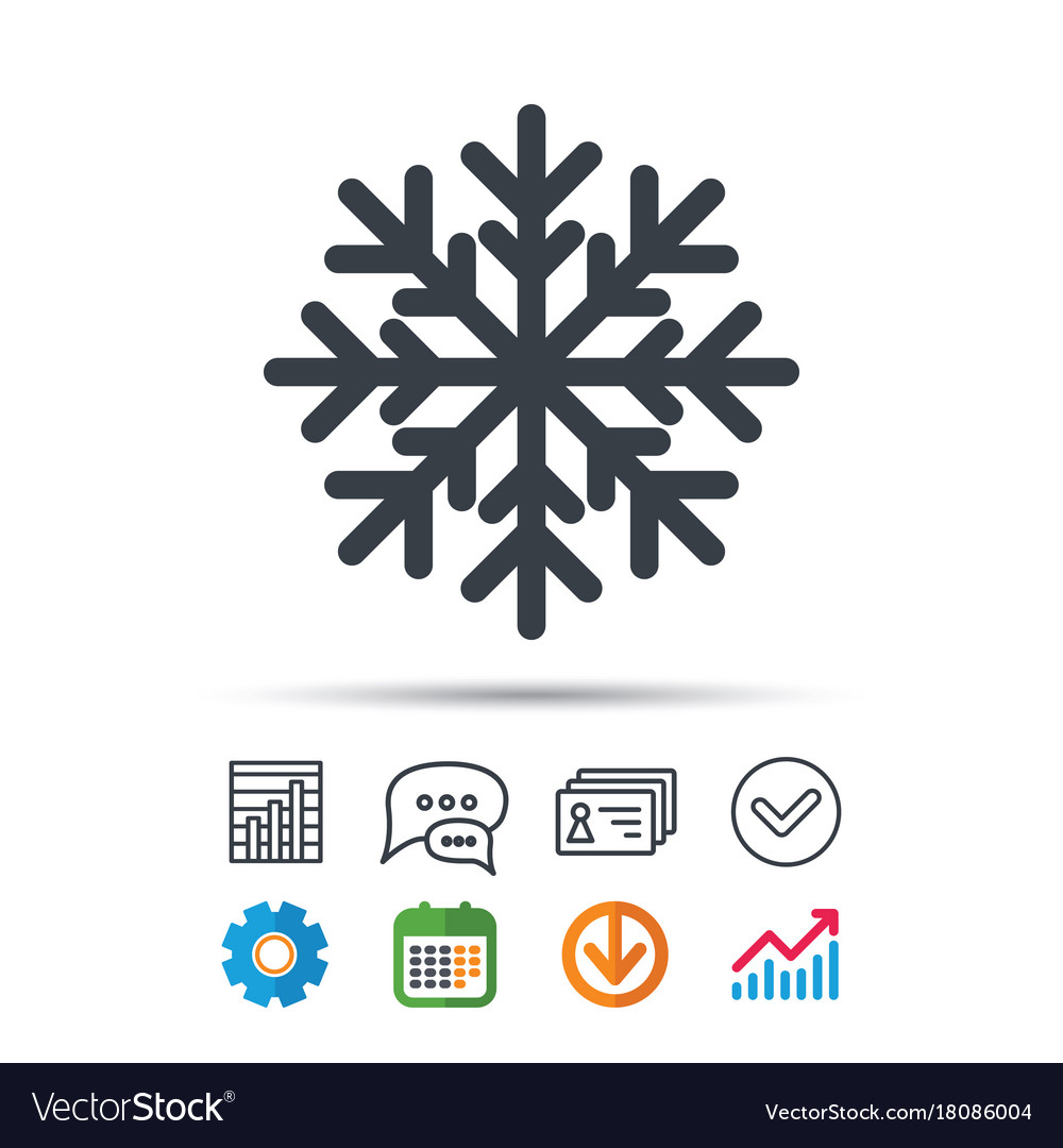 Snowflake Sign Icon. Air Conditioning Symbol. White Flat Icon With 