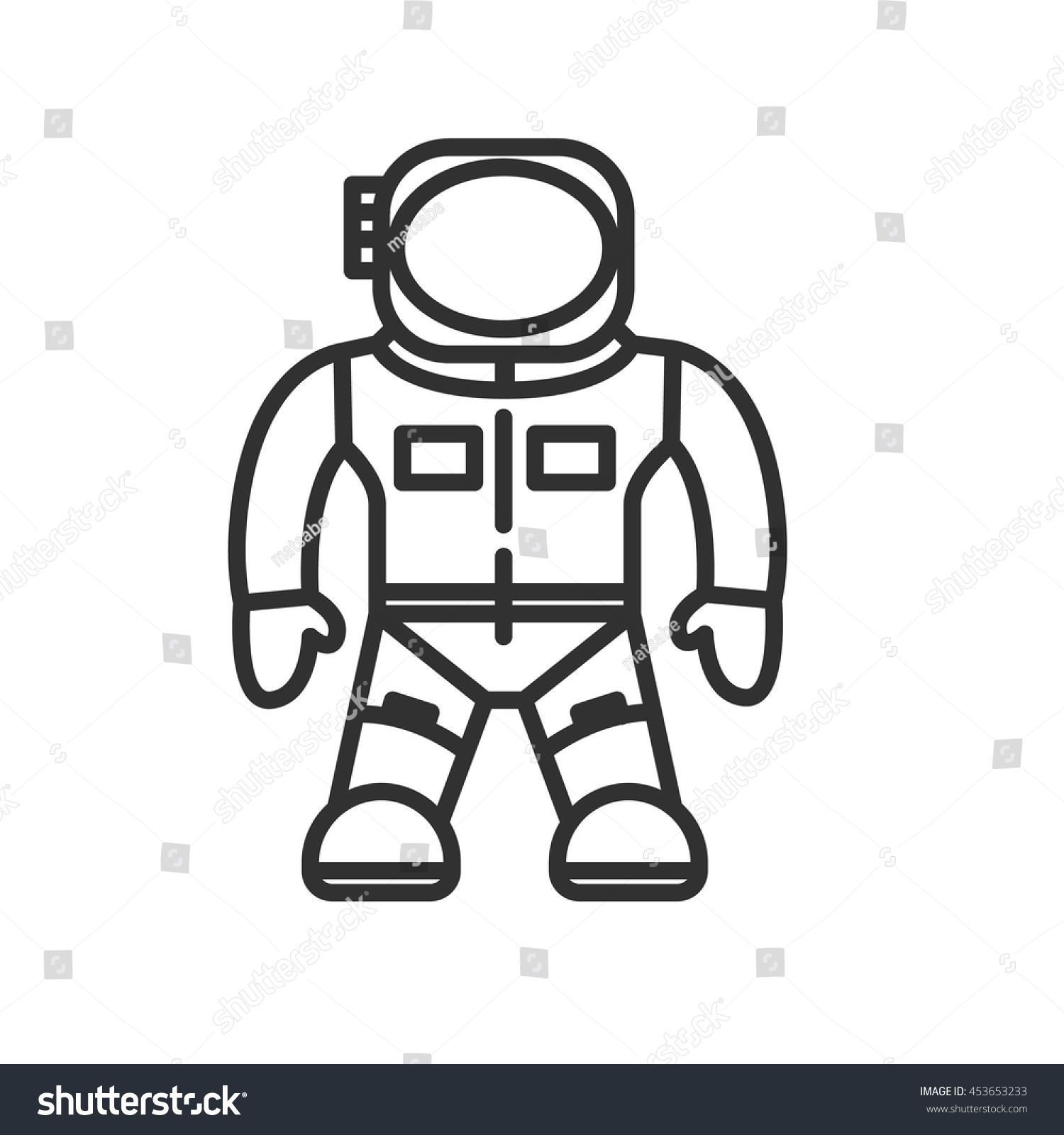 Simple black icon of cosmonaut or astronaut wearing space suit 
