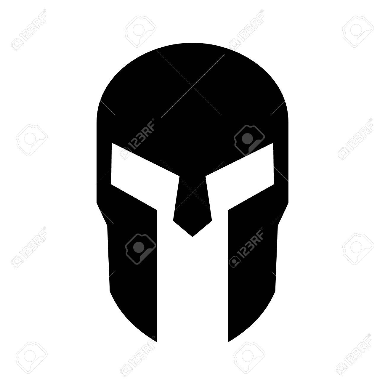 Spartan Helmet Icon Front. Greek Or Roman Head Armor For Gladiator 