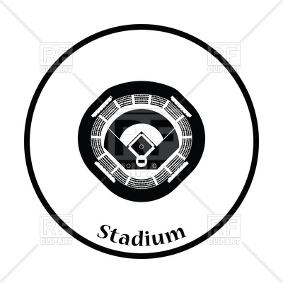 Sports stadium abstract icon with curved green silhouette isolated 