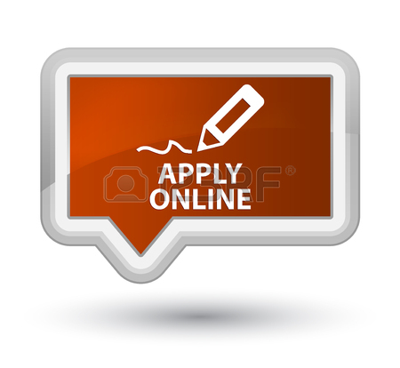 Apply Online (edit Pen Icon) Brown Square Button Stock Photo 