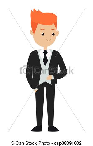 Graphic illustration of man in business suit as user icon, avatar 