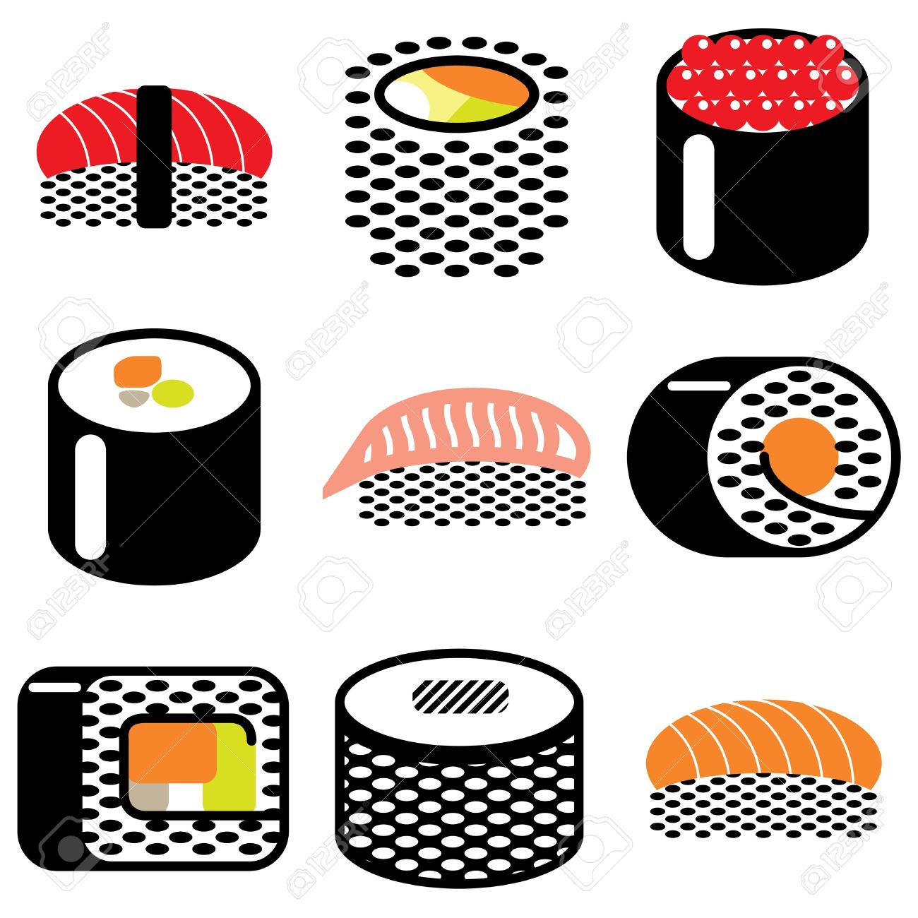 Sushi roll isometric 3d icon  Stock Vector  juliarstudio #92299976