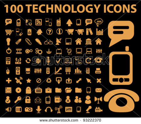 100 Hi-Tech icons set stock vector. Illustration of accumulator 
