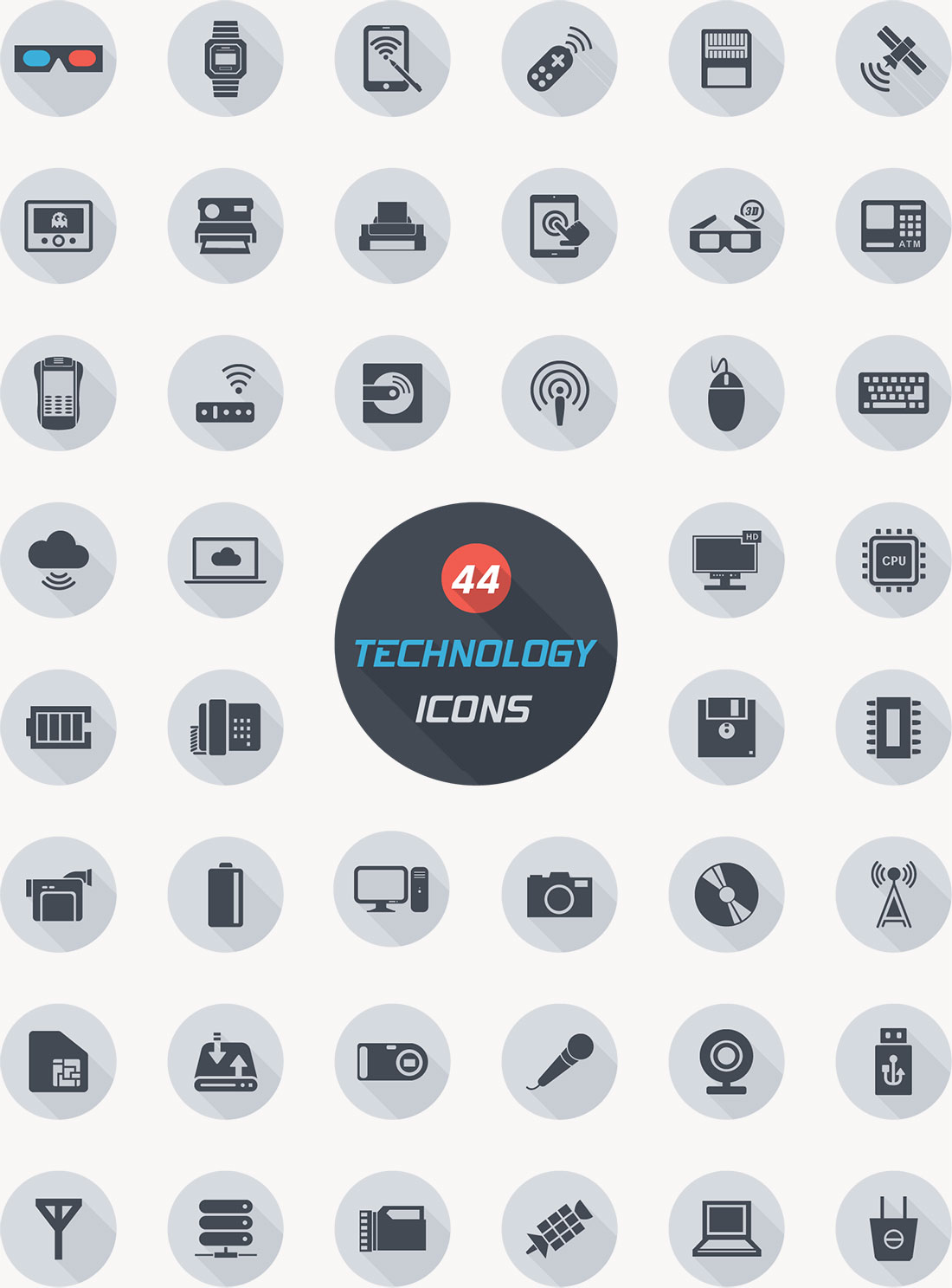 Set of 16 technology icons Vector | Free Download