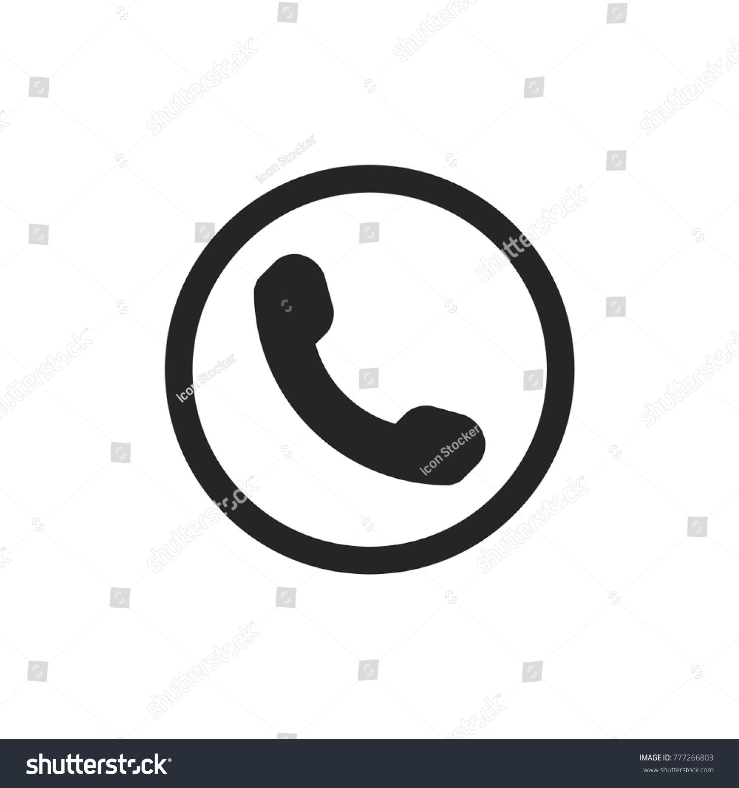 Vector Icon Telephone Handset Over Black Stock Vector 203842210 