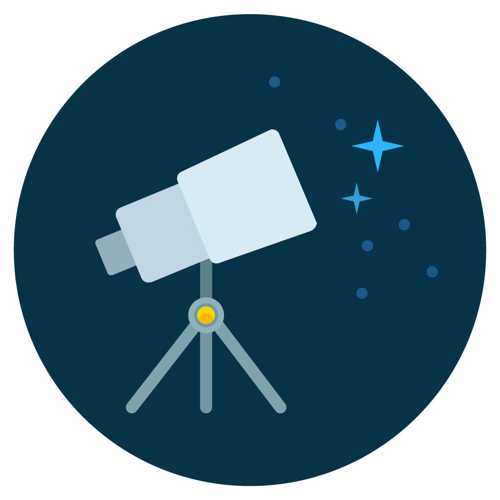 Astronomy, education, research, science, sky, star, telescope icon 