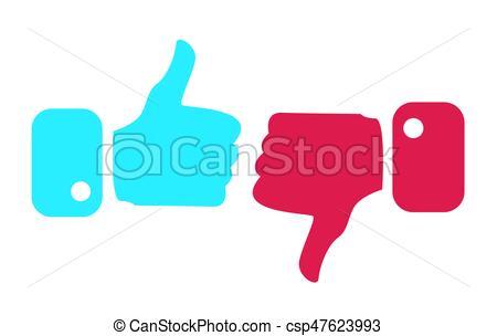 Thumbs Up And Thumbs Down Icon Vector Stock Vector - Illustration 